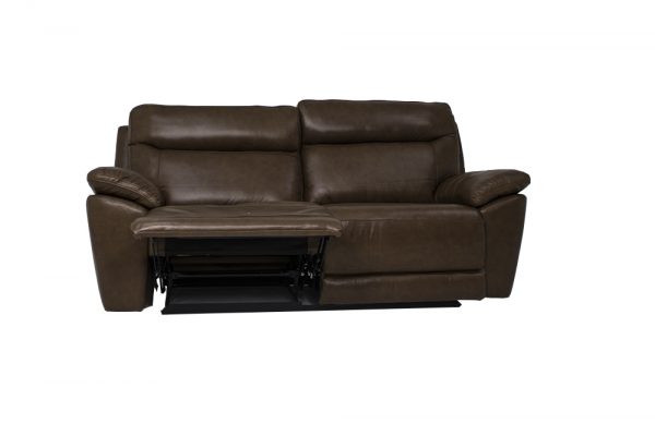 brown leather sofa 2 seat recliner