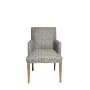 grey fabric Carver dining chair with arms