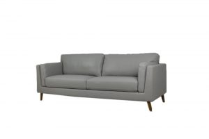 leather sofa retro design light gray color 2.5 seat