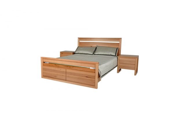 queen bed hardwood with 2 drawers