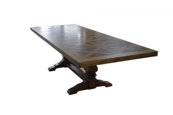 dining table large with crosshatch design.