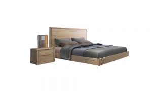 hardwood queen bed and bedsides