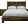 Rustic finish hardwood queen bed with open shelves