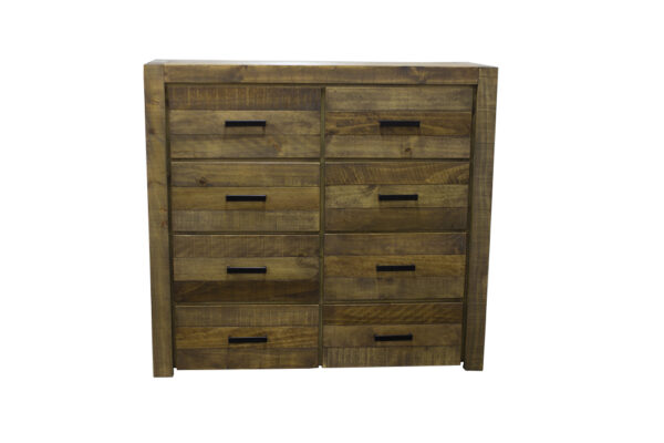 rustic finish hardwood tallboy 8 drawer