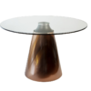 copper base round glass top dining table