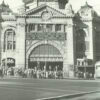 historic image of flinders street railway station clock entrance