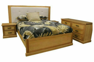light timber and fabric bed
