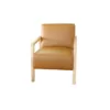 tan leather chair with timber arms