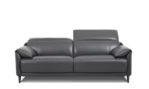 2 seat leather sofa with head rests grey colour