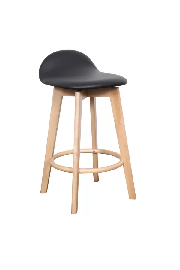 black PU seat natural frame bar stool