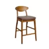 high back stool walnut colour tan seat