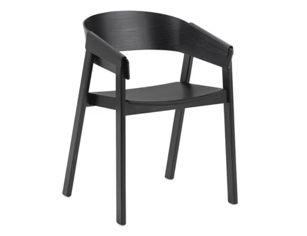 black timber dining chair curved style