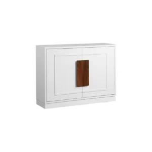 white cabinet 2 doors timber handle