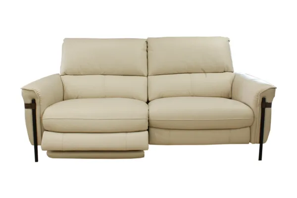 beige leather sofa 2.5 seat with partly reclined
