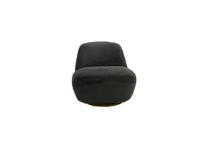 solid swivel chair charcoal velvet gold trim swivel base