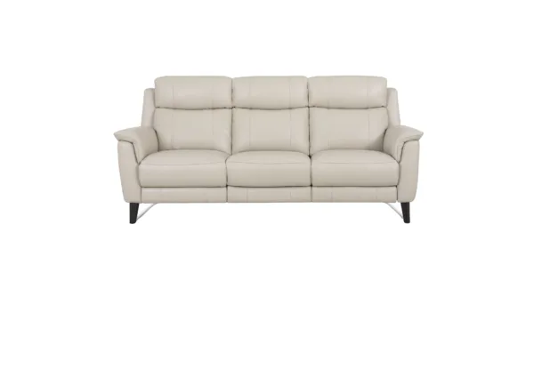 pale grey leather 3 seat sofa