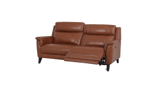 2 seat tan leather reclining sofa
