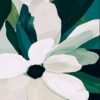 print of large flowers white soft green