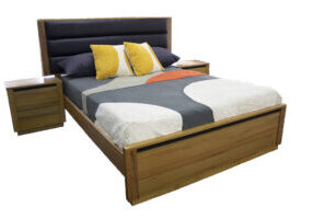timber and leather bed