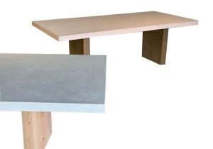 blush concrete dining table